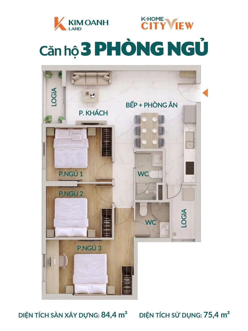 Căn hộ 3 Phòng ngủ