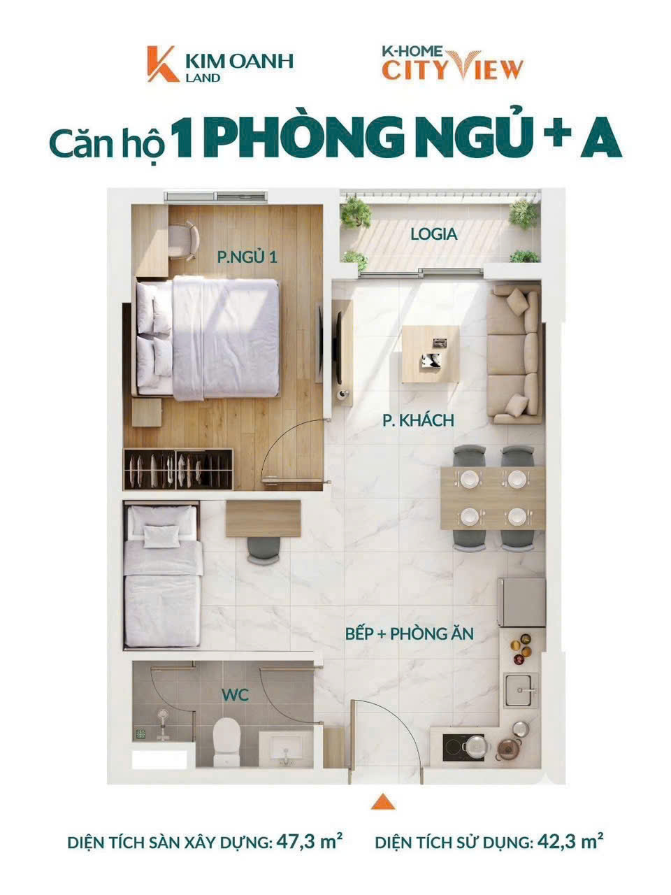 Căn hộ 1 Phòng ngủ loại A